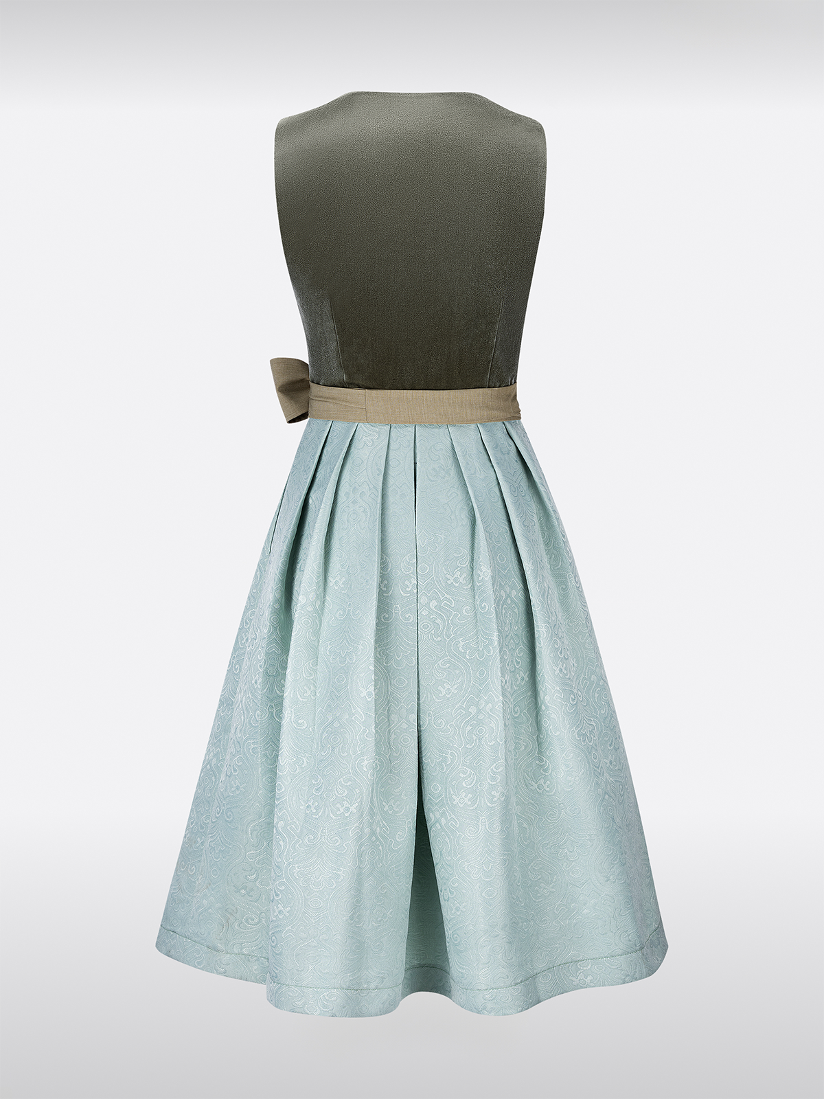 Wildleder Dirndl in Grün mi Gerader Ausschnitt