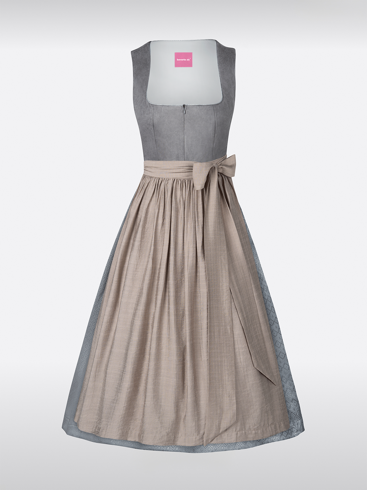 Grau Gerader Ausschnitt Gerader Ausschnitt Strukturierter Dirndl