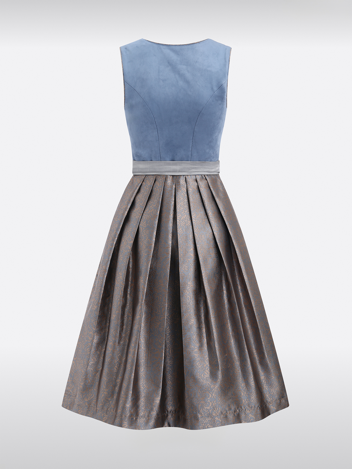 Blau Gerader Ausschnitt Reißverschluss Vorne Dirndl